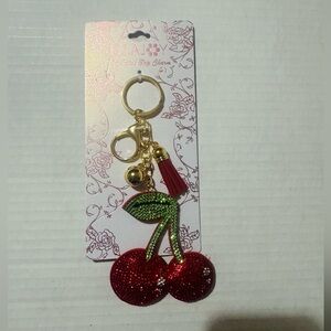 Ella Red Cherry Key & Tassel bag charm BNWT